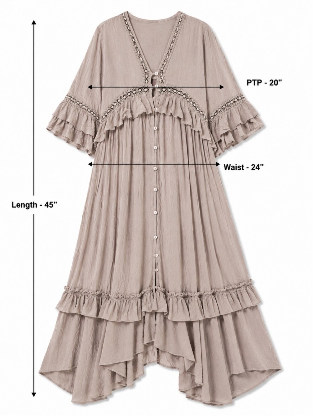 ESTELLE Boho Ruffle Dress-Sand - Picture 11 of 11
